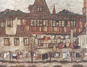 Egon Schiele House with Drying Laundry (mk12) oil on canvas